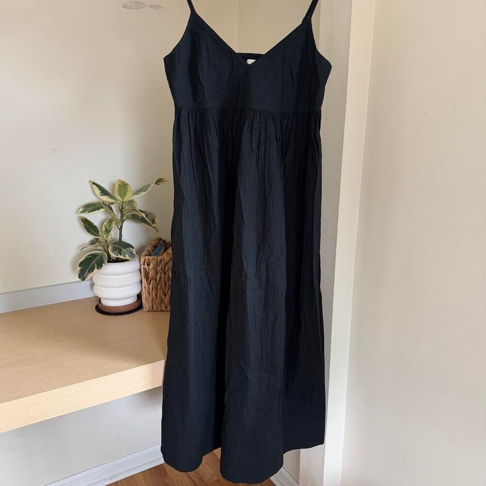A New Day Black Cotton Midi Dress Small NWT